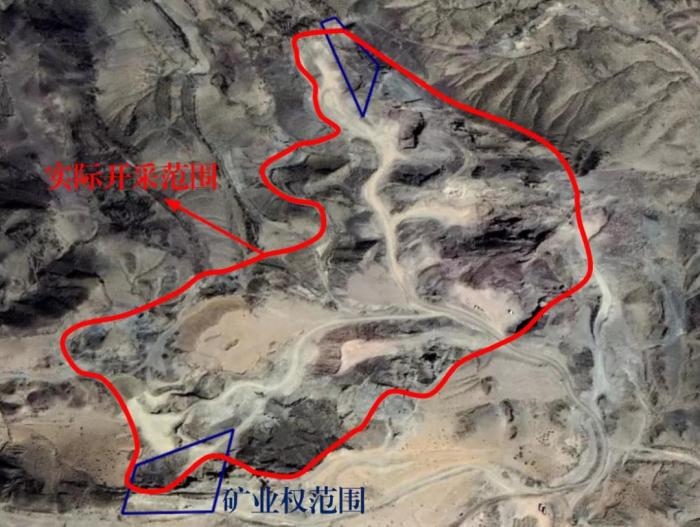 2021年5月的衛(wèi)星遙感影像顯示，白土崗子石料廠礦業(yè)權(quán)面積僅16.65畝，越界開(kāi)采達(dá)207畝，超出12.4倍