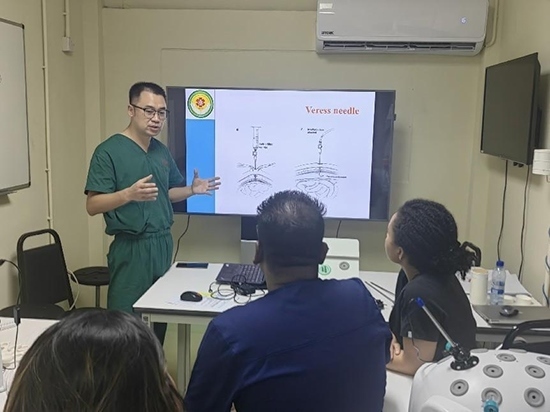 培訓(xùn)現(xiàn)場。第18期援圭亞那醫(yī)療隊供圖