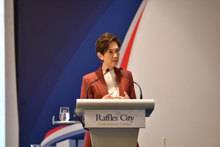 新加坡通訊及新聞部長兼內(nèi)政部第二部長楊莉明。新加坡南洋理工大學(xué)供圖