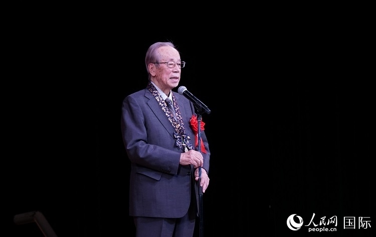 日本前首相福田康夫發(fā)表致辭。人民網(wǎng) 蔣曉辰攝