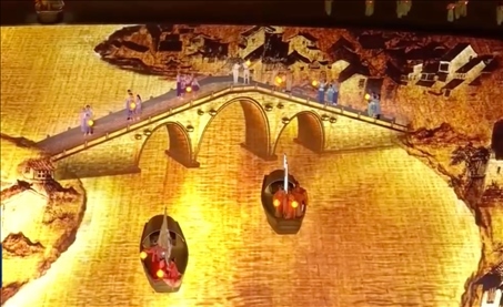 △9月23日，杭州第19屆亞洲運動會開幕式現場的拱宸橋形象。