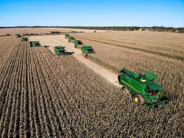 9月20日在位于黑龍江雙鴨山市友誼縣的北大荒農(nóng)業(yè)股份有限公司友誼分公司一地塊拍攝的秋收現(xiàn)場(chǎng)（無(wú)人機(jī)照片）。新華社記者 王松 攝