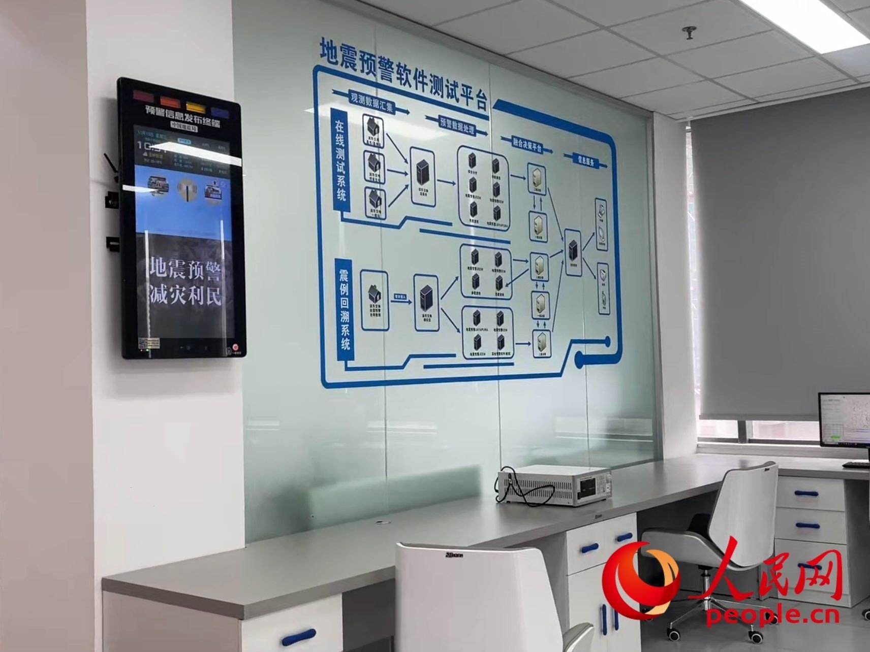 中國地震局地震預(yù)警技術(shù)測試實驗室。人民網(wǎng) 周靜圓攝