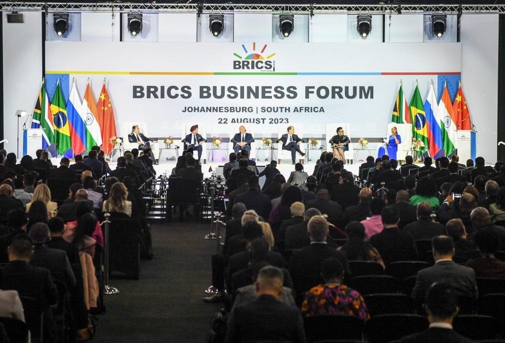 這是8月22日在南非約翰內(nèi)斯堡拍攝的金磚國家工商論壇現(xiàn)場。新華社記者李亞輝攝