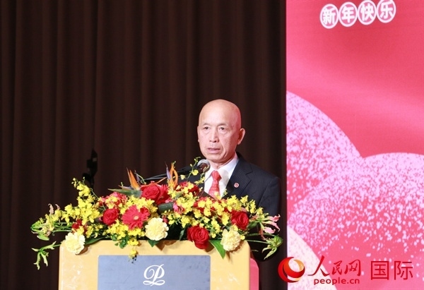 全華聯(lián)理事長(zhǎng)賀乃和致辭。人民網(wǎng) 許可攝