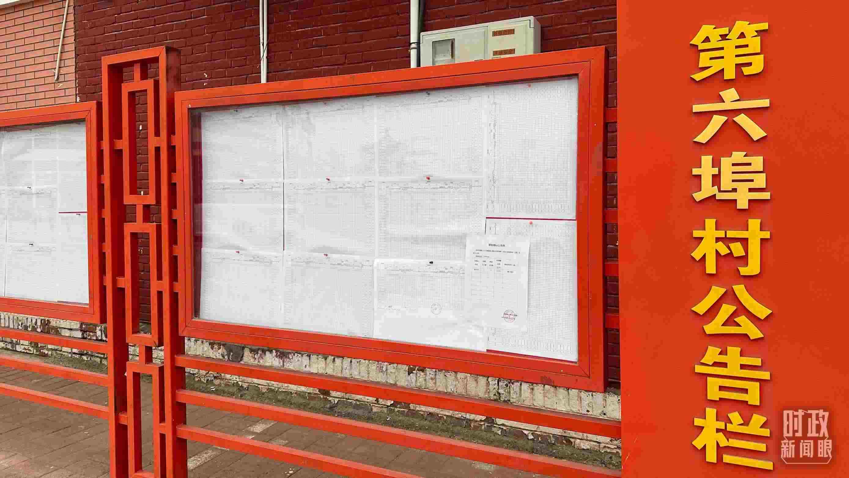 △第六埠村公告欄里張貼著“天津市2023年蓄滯洪區(qū)農(nóng)作物、經(jīng)濟(jì)林補(bǔ)償標(biāo)準(zhǔn)表”等。（總臺(tái)央視記者覃思拍攝）