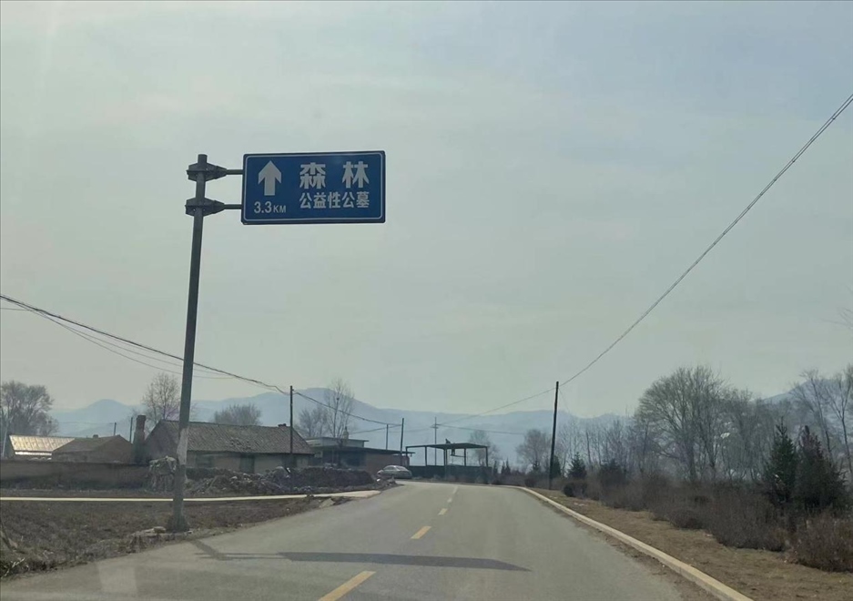 通往森林紀(jì)念園公墓的路上，指示牌標(biāo)注“公益性公墓”  （白杰戈攝）