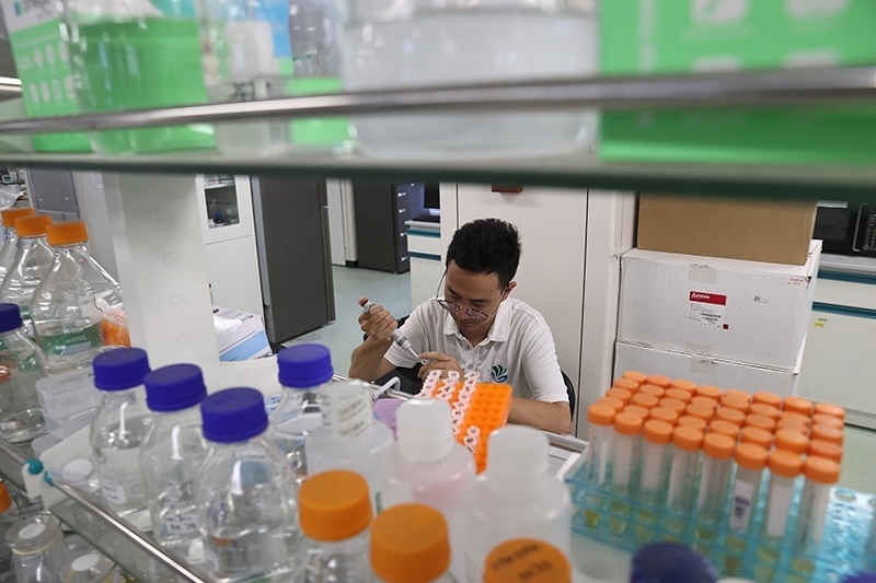 在三亞崖州灣科技城，一名青年科技工作者正在進(jìn)行科研工作。