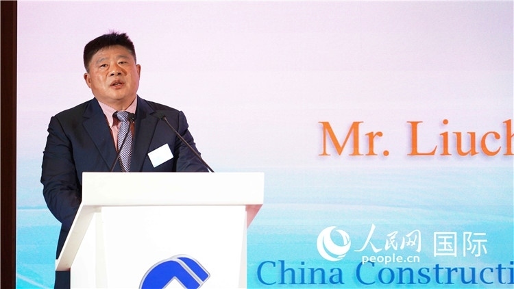 中國建設銀行國際部副總經(jīng)理岳留昌發(fā)言。 人民網(wǎng) 張茜 攝