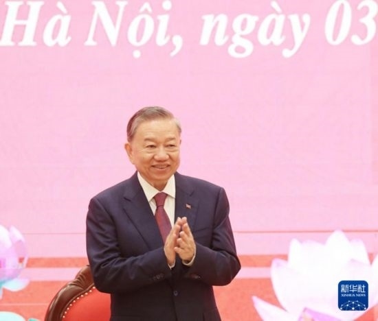 8月3日，在越南河內(nèi)，蘇林出席新聞發(fā)布會。新華社/越通社