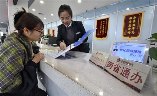 2024年3月25日，北京大興區(qū)，工作人員為群眾辦理跨省政務(wù)事宜。