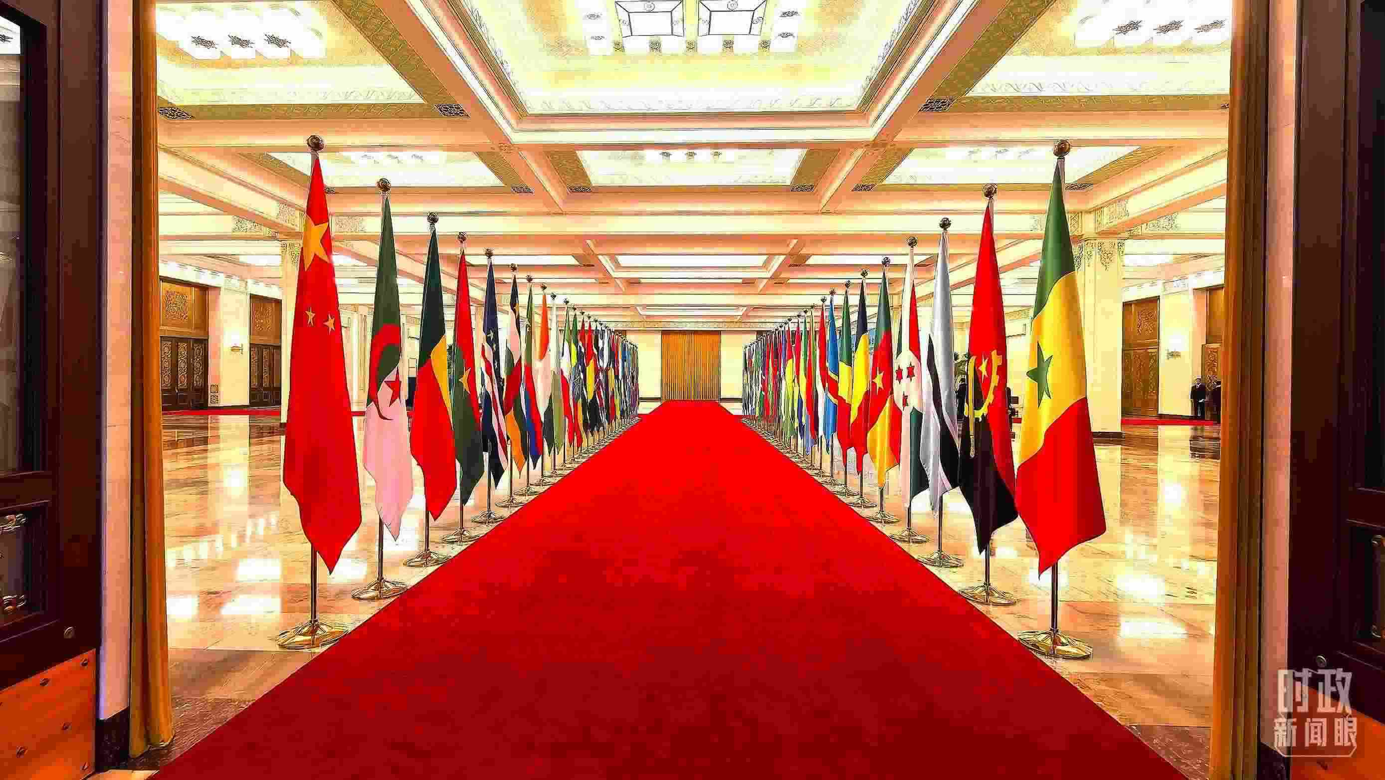  △人民大會(huì)堂內(nèi)的旗陣。（總臺(tái)央視記者馬超拍攝）