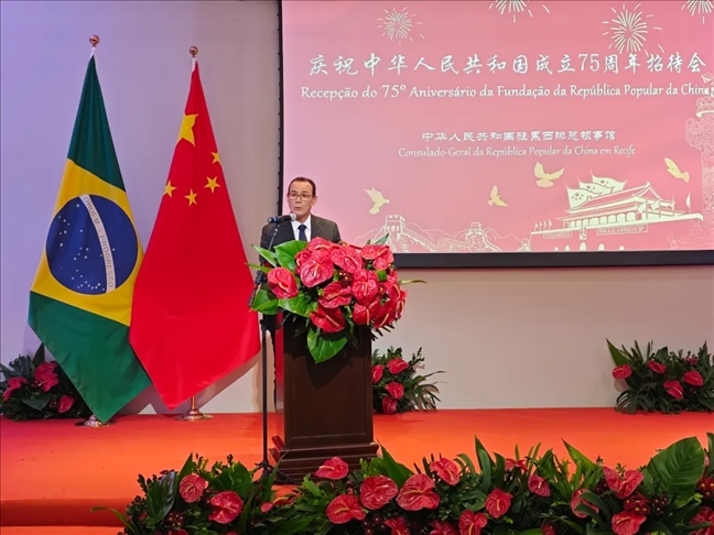 塞爾希培州州長代表、副州長索布拉爾在招待會上致辭。 中國駐累西腓總領館供圖