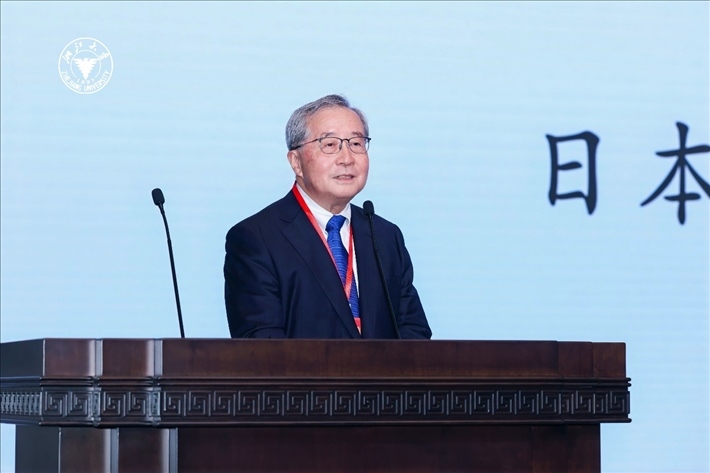 日本財團理事長尾形武壽在閉幕式上致辭。浙江大學(xué)供圖
