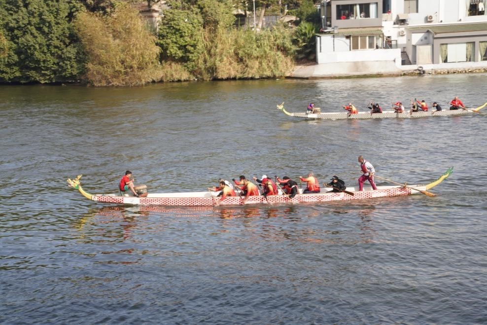 活動(dòng)現(xiàn)場龍舟競技，共慶春節(jié)。開羅中國文化中心供圖