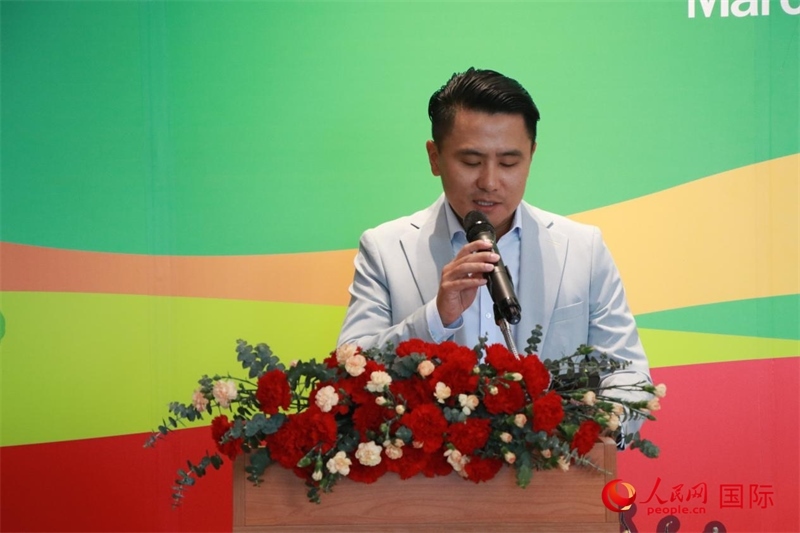 泰國華人青年商會(huì)會(huì)長刁刻佳發(fā)表講話。朱瀟逸攝