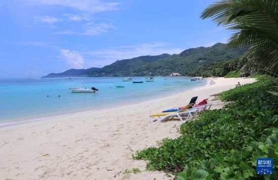 3月19日，游客在塞舌爾馬埃島海邊休閑。新華社記者 董江輝 攝